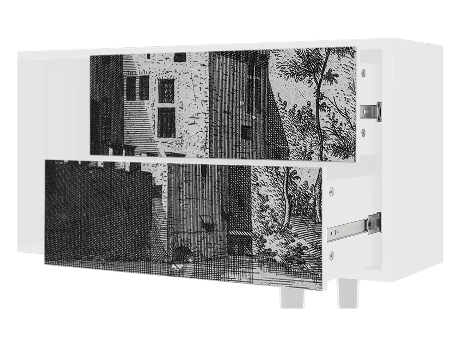 Móvel De Tv| Mueble de TV - 170х69х48 cm - T1 - Castle with Bridge, Branco Bege