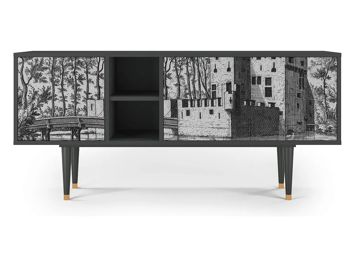 Móvel De Tv* Mueble de TV - 150х69х41 cm - T5 - Castle by Breugel, Antracite Cinza antracite