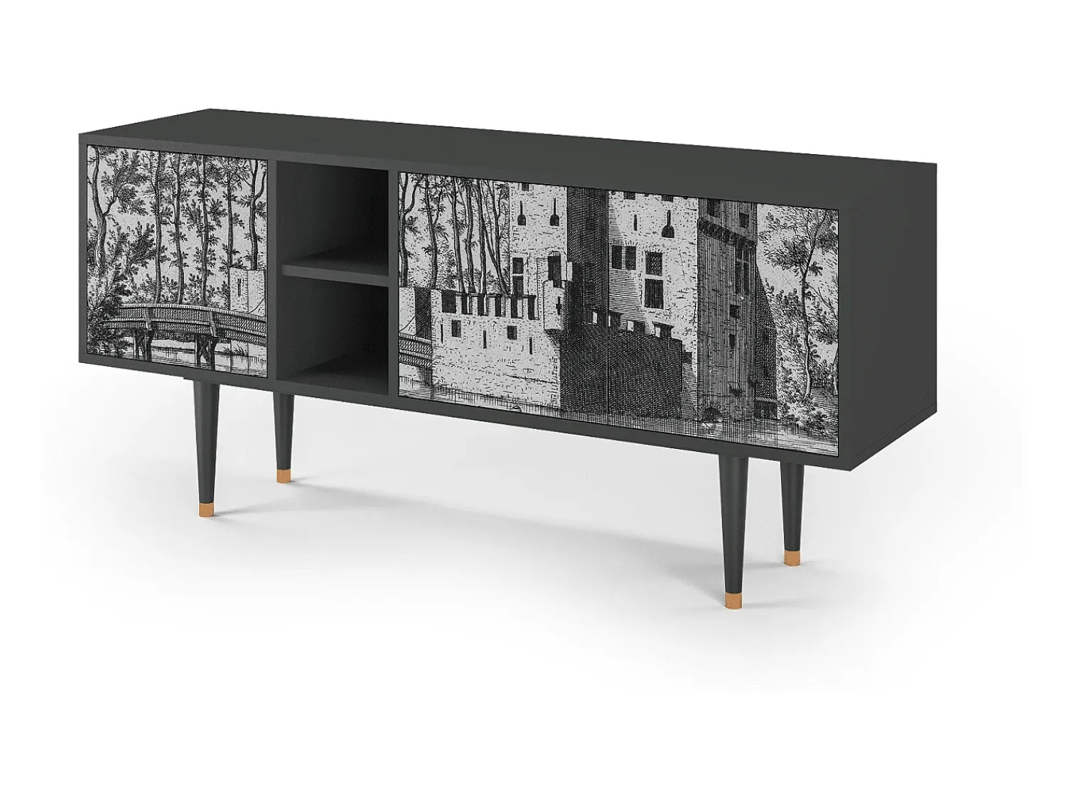 Móvel De Tv* Mueble de TV - 150х69х41 cm - T5 - Castle by Breugel, Antracite Cinza antracite