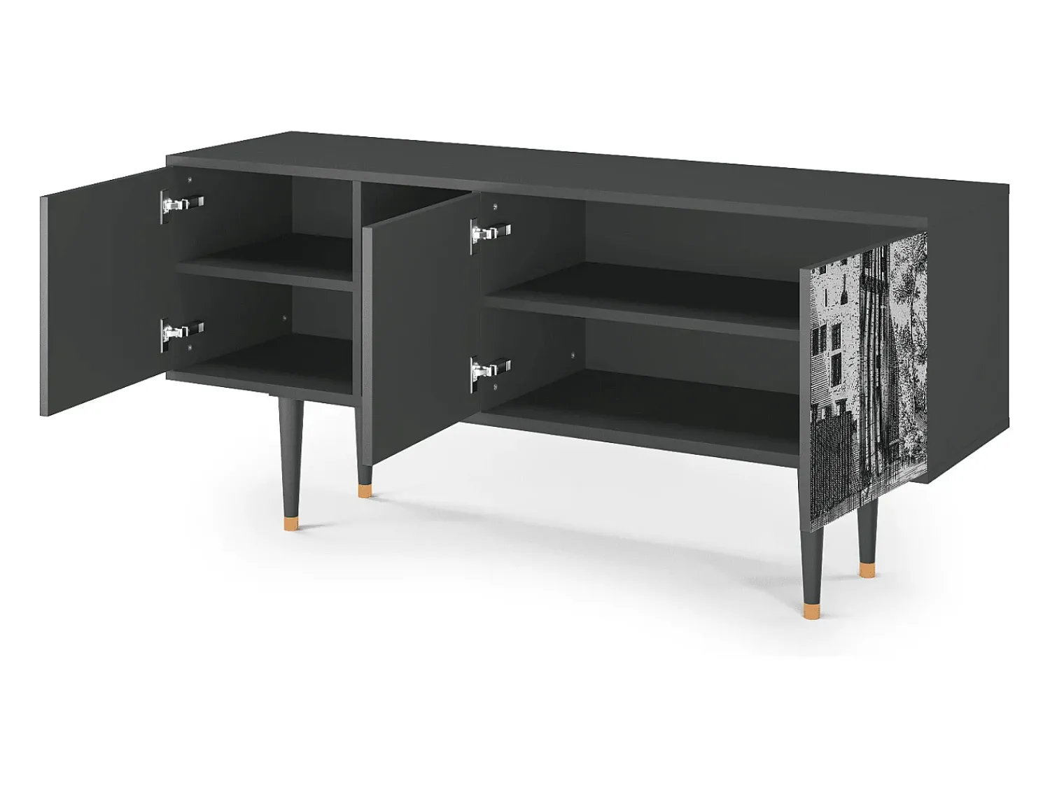 Móvel De Tv* Mueble de TV - 150х69х41 cm - T5 - Castle by Breugel, Antracite Cinza antracite
