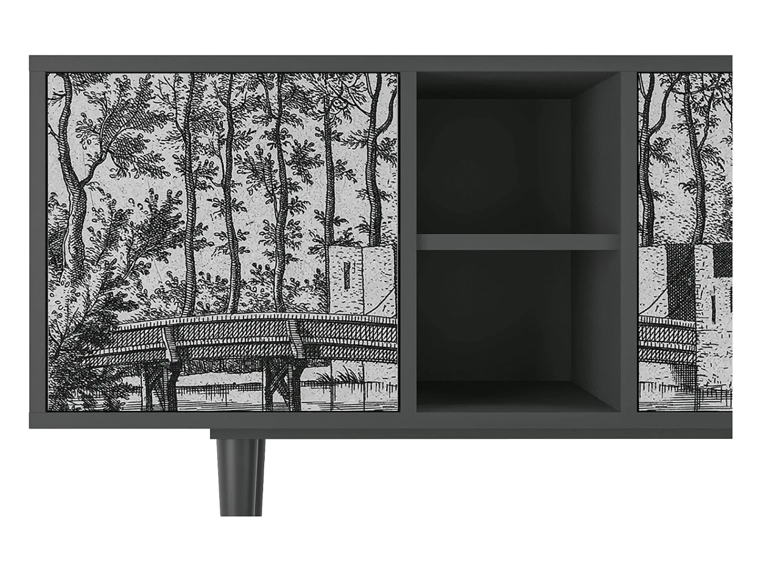 Móvel De Tv* Mueble de TV - 150х69х41 cm - T5 - Castle by Breugel, Antracite Cinza antracite