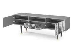 Móvel De Tv* Mueble de TV - 170х59х41 cm - T6 - Castle with Bridge, Cinza Cinzento