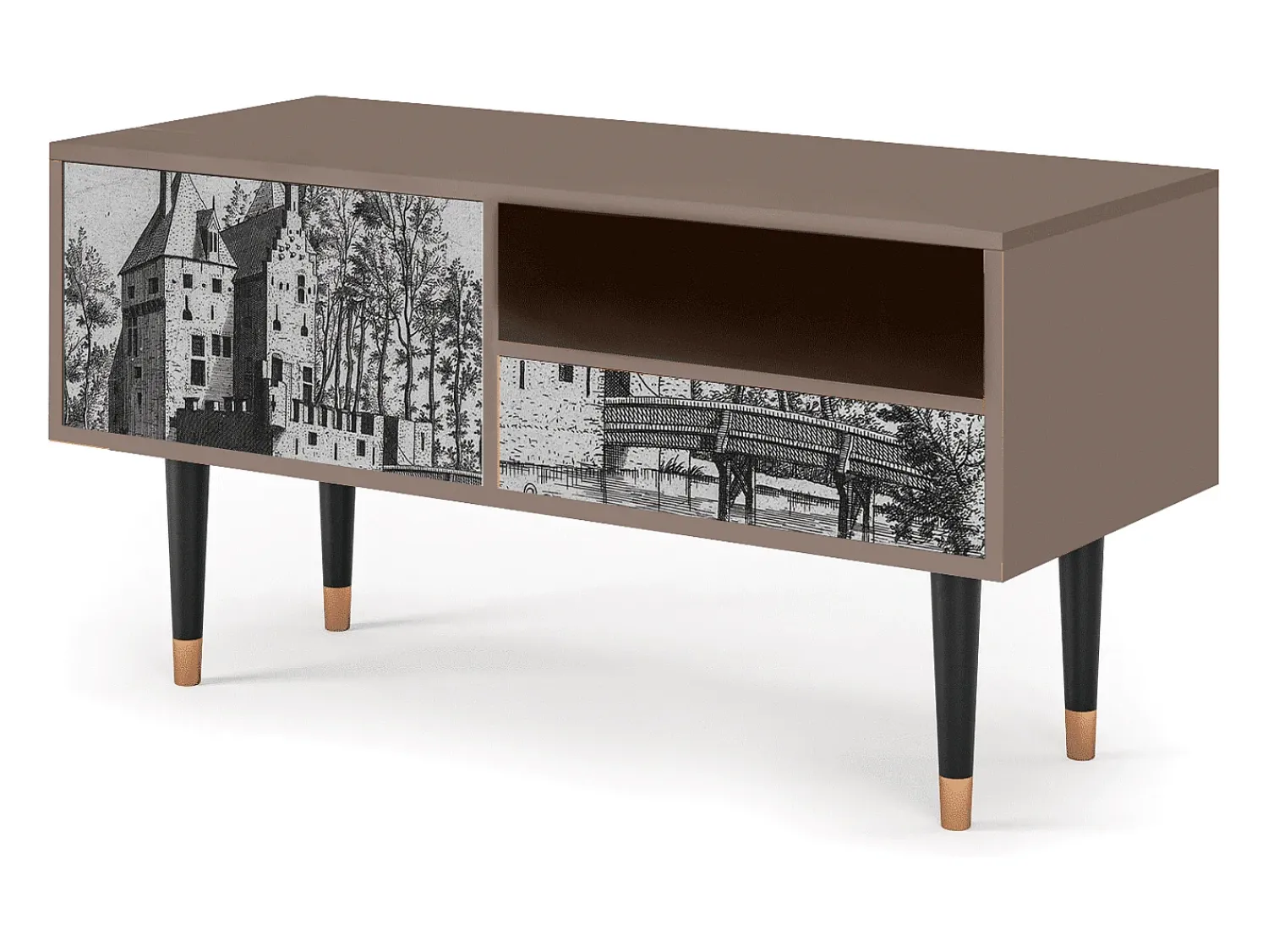 Mueble de TV - 115х59х48 cm - T3 - Castle with Bridge, Latte^ Móvel De Tv
