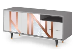 Móvel De Tv| Mueble de TV - 125х56х41 cm - T7 - Champagne Story, Cinza Cinzento