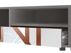 Móvel De Tv| Mueble de TV - 115х59х48 cm - T3 - Champagne Story, Cinza Cinzento