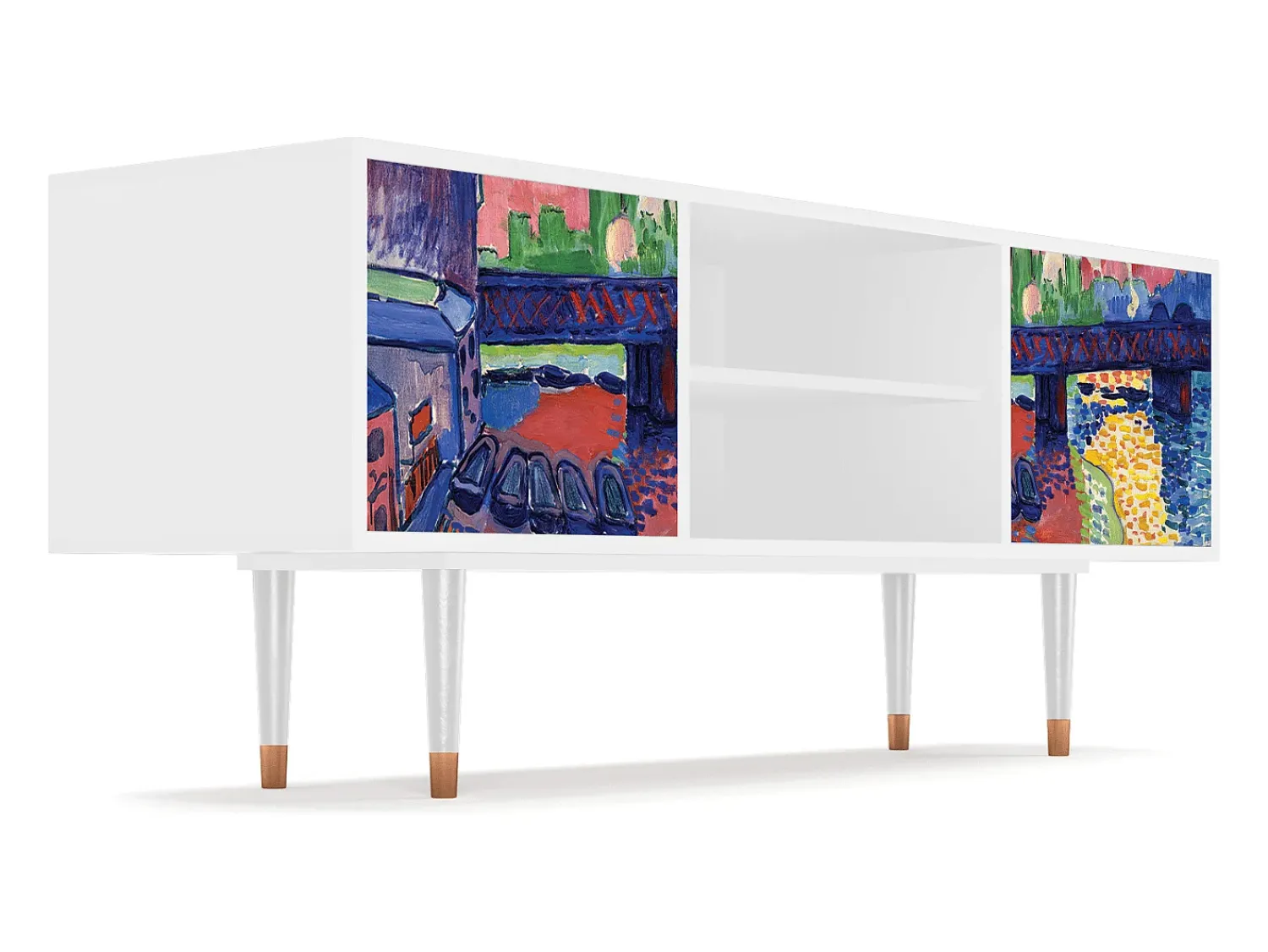 New Mueble de TV - 170х69х48 cm - T2 - Charing Cross Bridge, Branco Bege
