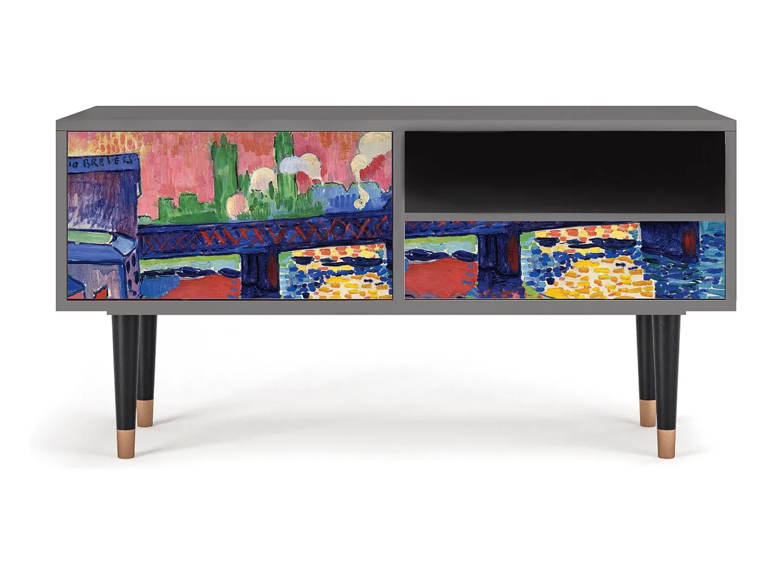 Clearance Mueble de TV - 115х59х48 cm - T3 - Charing Cross Bridge, Cinza Cinzento