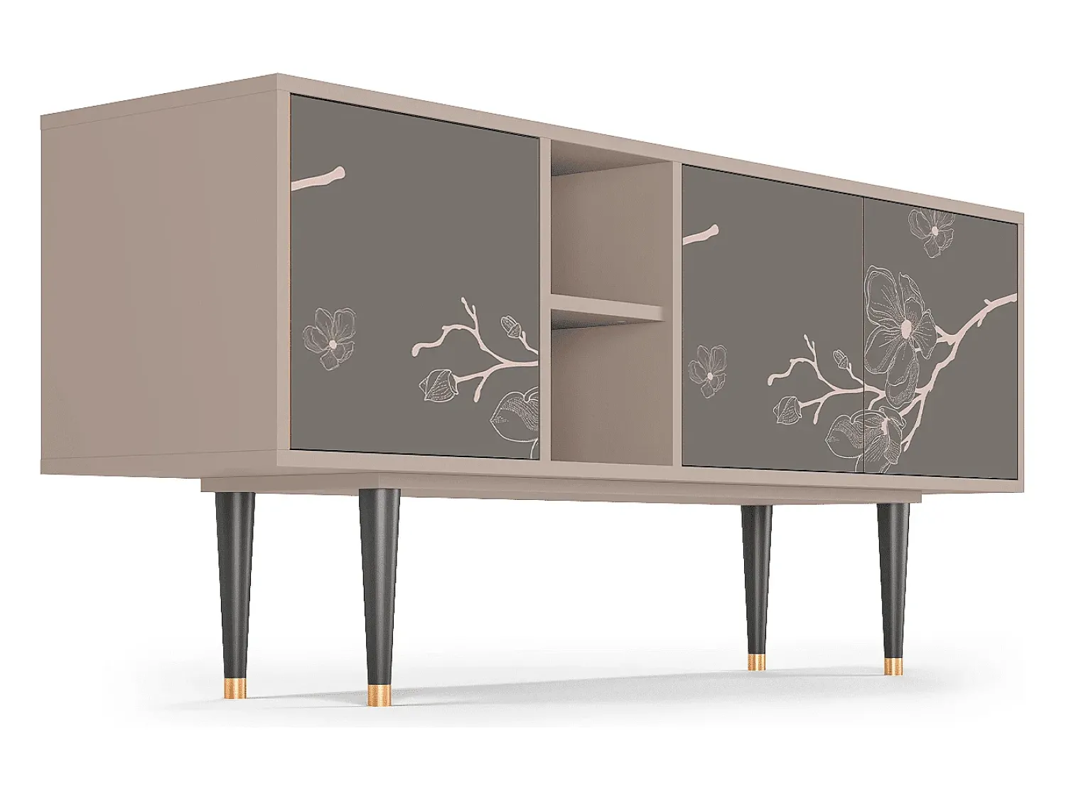 Móvel De Tv| Mueble de TV - 150х69х41 cm - T5 - Cherry Blossom, Latte Bege