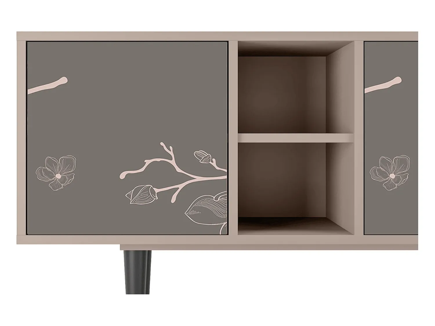 Móvel De Tv| Mueble de TV - 150х69х41 cm - T5 - Cherry Blossom, Latte Bege