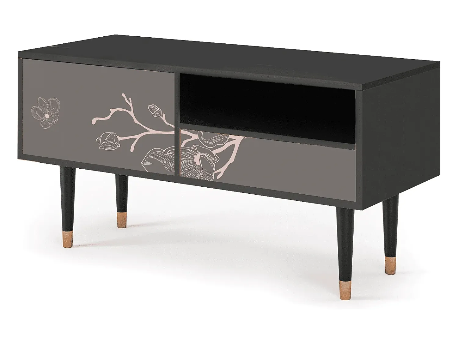 Móvel De Tv| Mueble de TV - 115х59х48 cm - T3 - Cherry Blossom, Antracite Cinza antracite