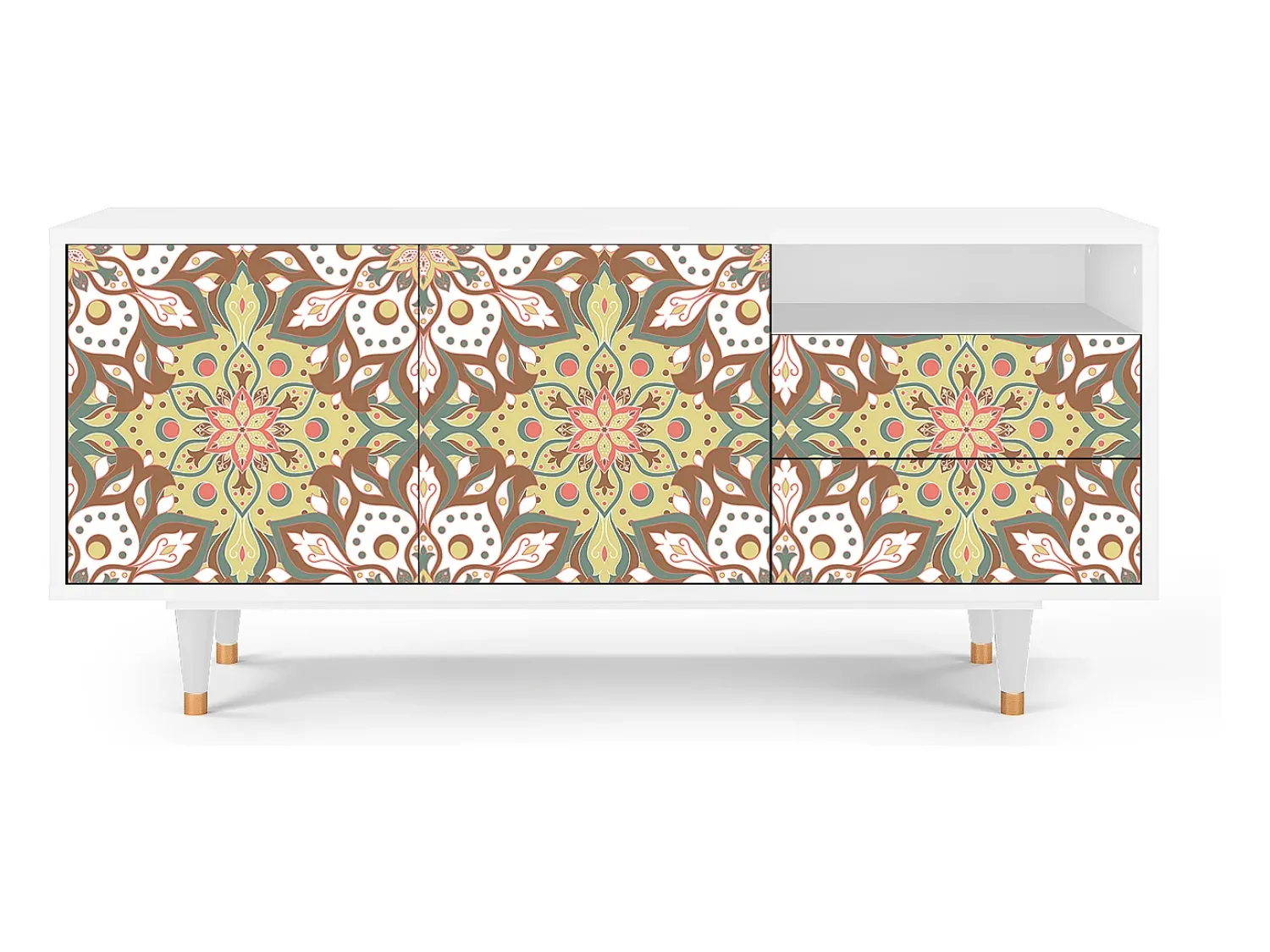 Móvel De Tv* Mueble de TV - 125х56х41 cm - T7 - Chinese Tea, Branco Bege