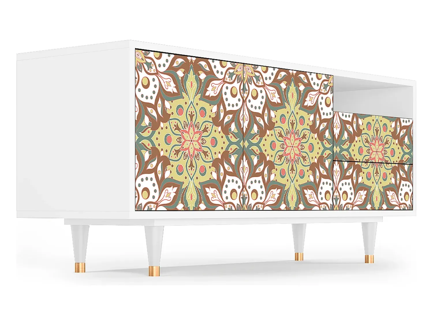 Móvel De Tv* Mueble de TV - 125х56х41 cm - T7 - Chinese Tea, Branco Bege