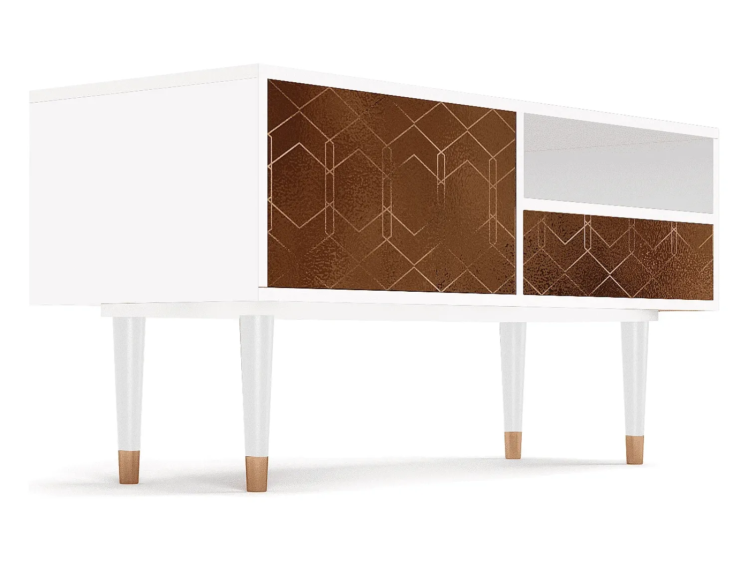 Mueble de TV - 115х59х48 cm - T3 - Chocolate Bar, Branco^ Móvel De Tv