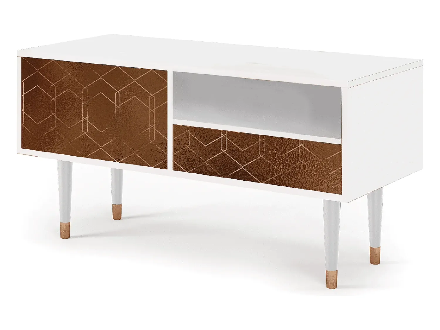 Mueble de TV - 115х59х48 cm - T3 - Chocolate Bar, Branco^ Móvel De Tv