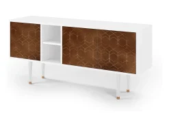 Hot Mueble de TV - 150х69х41 cm - T5 - Chocolate Bar, Branco Bege