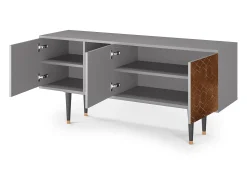 Móvel De Tv| Mueble de TV - 150х69х41 cm - T5 - Chocolate Bar, Cinza Cinzento