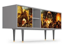 Móvel De Tv* Mueble de TV - 150х69х41 cm - T5 - Christ in Limbo, Cinza Cinzento