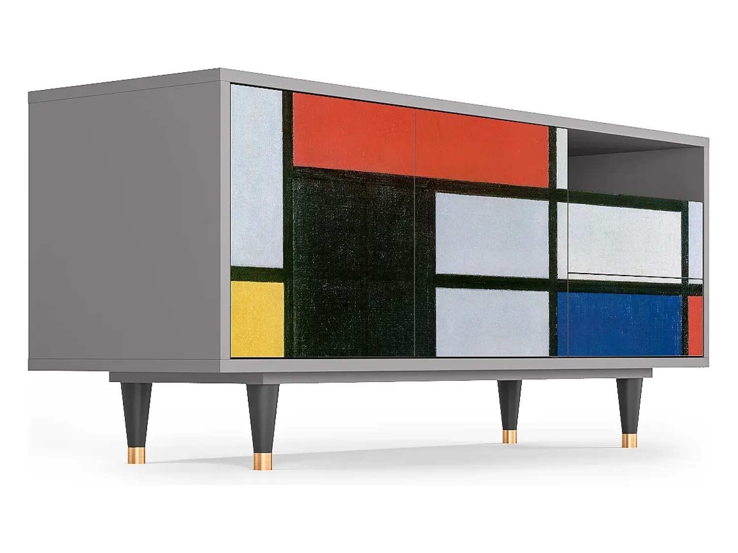 New Mueble de TV - 125х56х41 cm - T7 - Composition, Cinza Cinzento