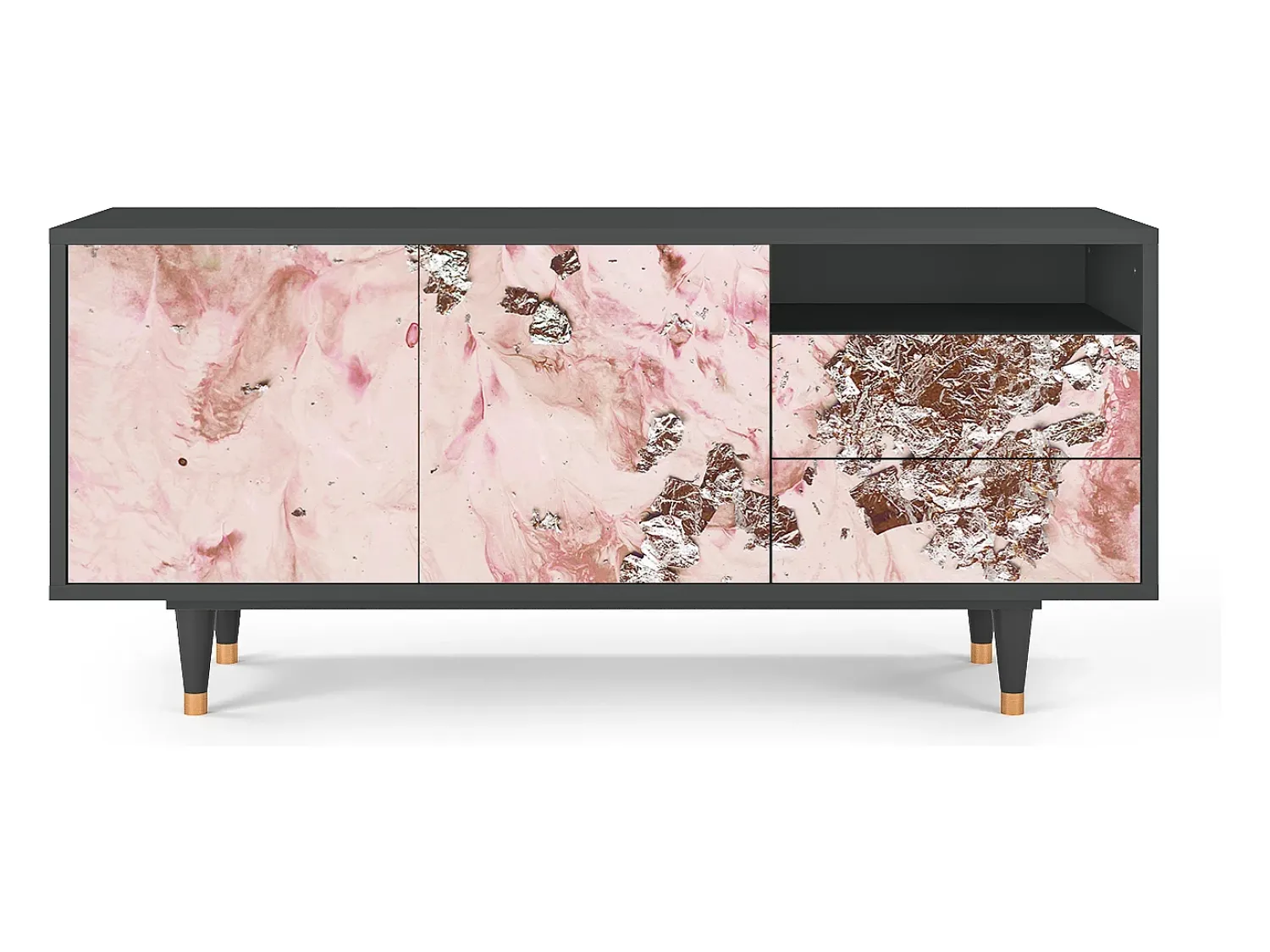 Móvel De Tv* Mueble de TV - 125х56х41 cm - T7 - Cotton Candy, Antracite Cinza antracite