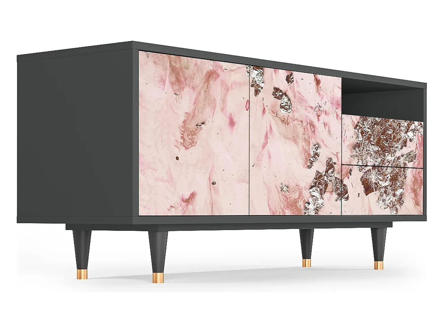 Móvel De Tv* Mueble de TV - 125х56х41 cm - T7 - Cotton Candy, Antracite Cinza antracite