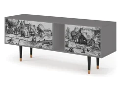 Móvel De Tv* Mueble de TV - 170х69х48 cm - T1 - Country Village, Cinza Cinzento
