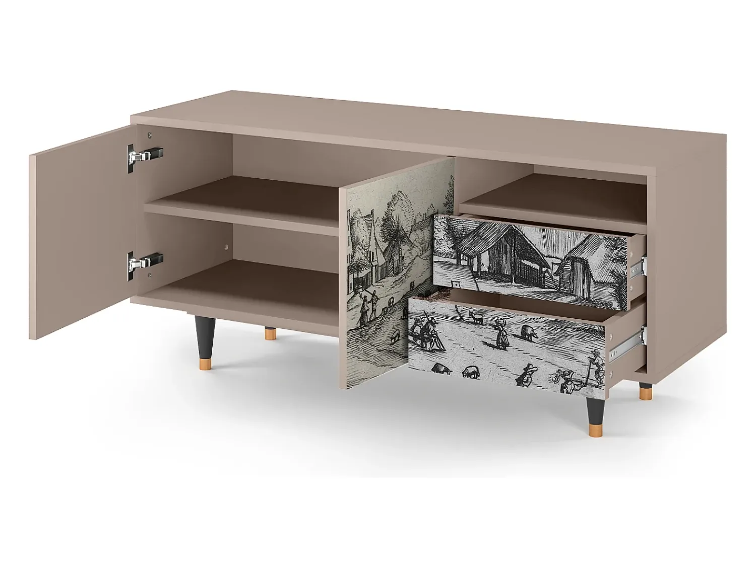 Sale Mueble de TV - 125х56х41 cm - T7 - Country Village, Latte Bege