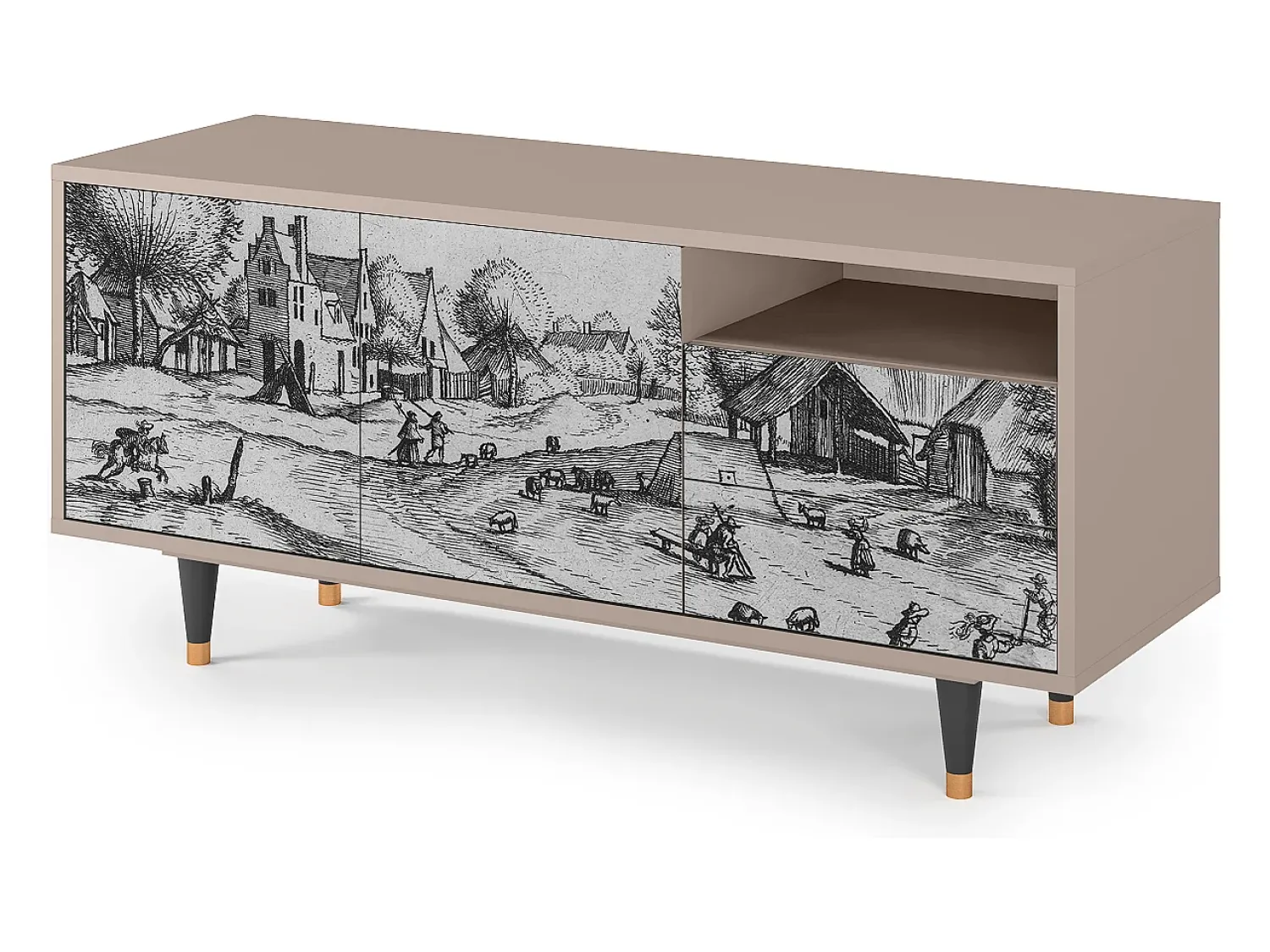Sale Mueble de TV - 125х56х41 cm - T7 - Country Village, Latte Bege