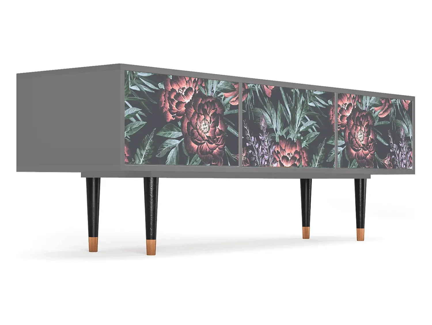 Mueble de TV - 170х59х48 cm - T4 - Dark Peonies, Cinza Cinzento