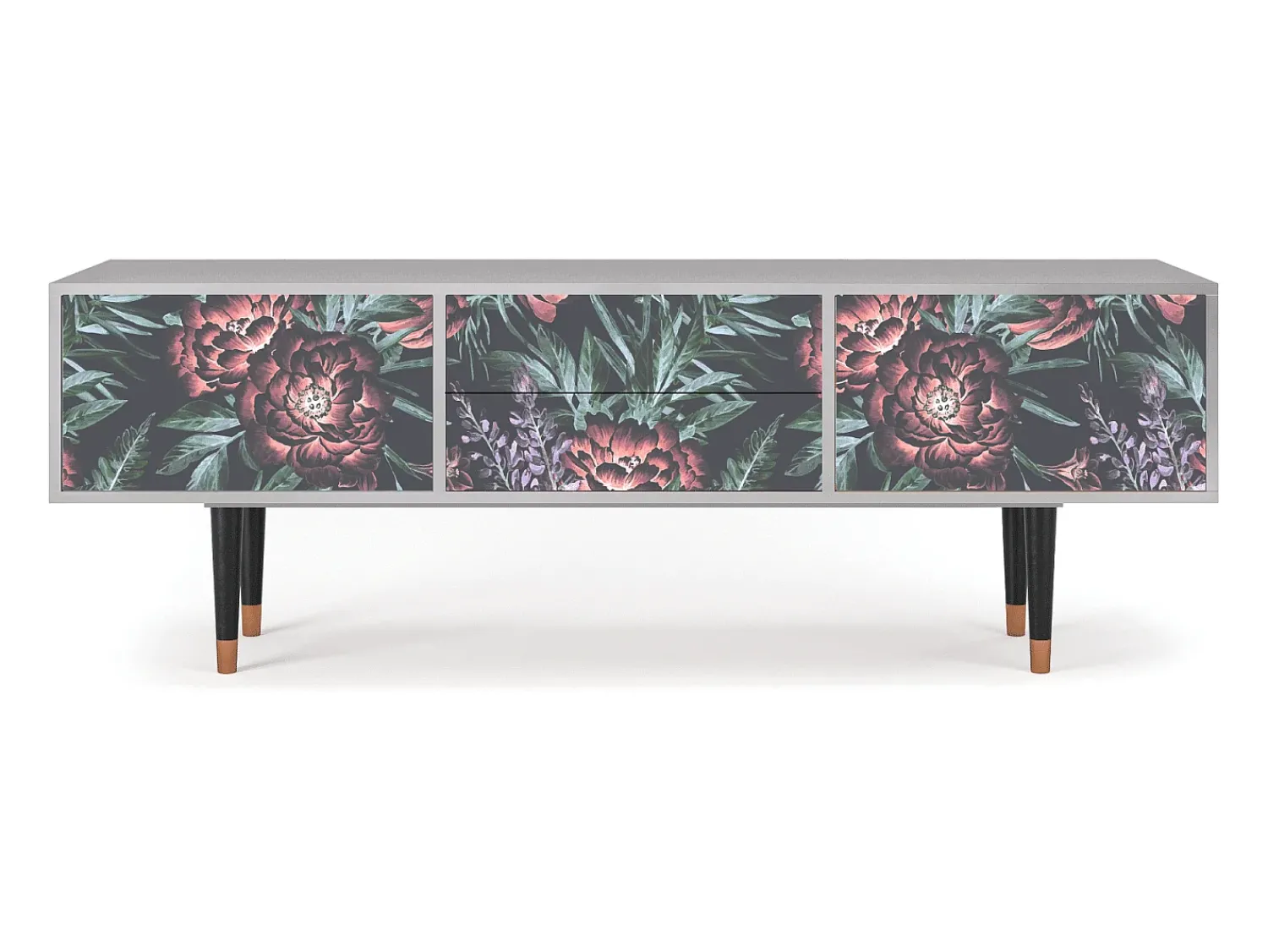 Mueble de TV - 170х59х48 cm - T4 - Dark Peonies, Cinza Cinzento