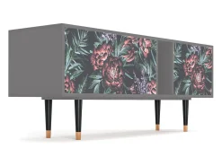 Móvel De Tv* Mueble de TV - 170х69х48 cm - T1 - Dark Peonies, Cinza Cinzento