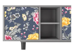 Móvel De Tv* Mueble de TV - 150х69х41 cm - T5 - Dark Flower Bed, Cinza Cinzento