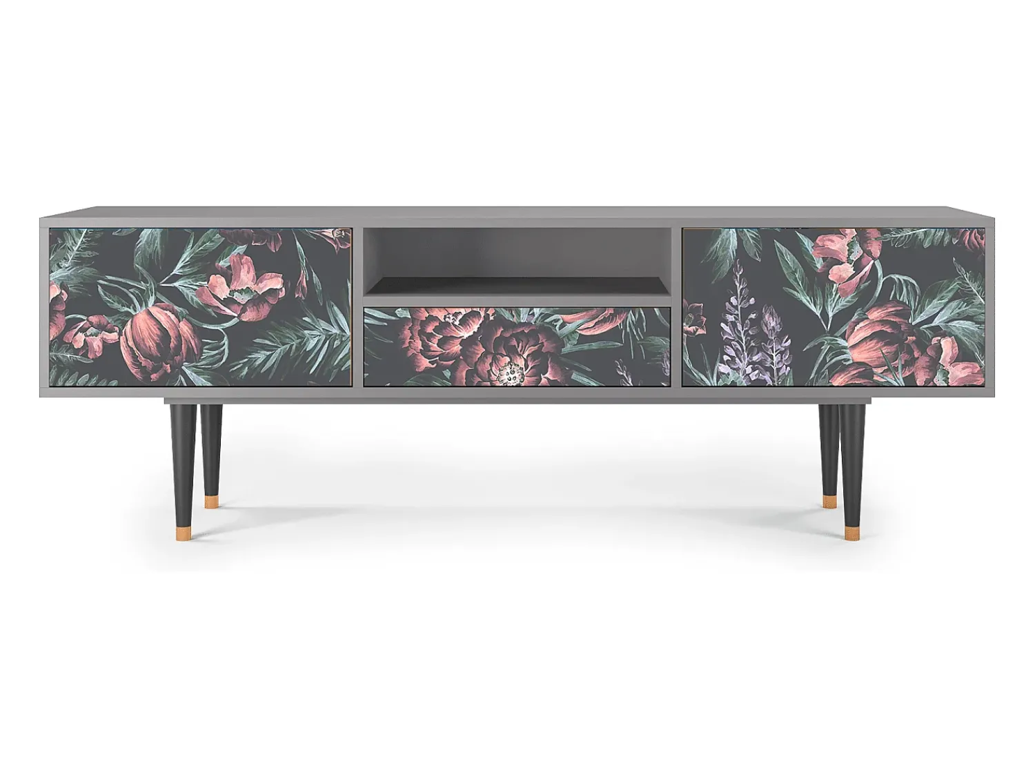 Móvel De Tv| Mueble de TV - 170х59х41 cm - T6 - Dark Peonies, Cinza Cinzento