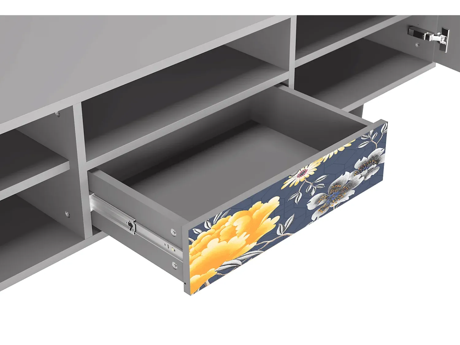 Móvel De Tv| Mueble de TV - 170х59х41 cm - T6 - Dark Flower Bed, Cinza Cinzento