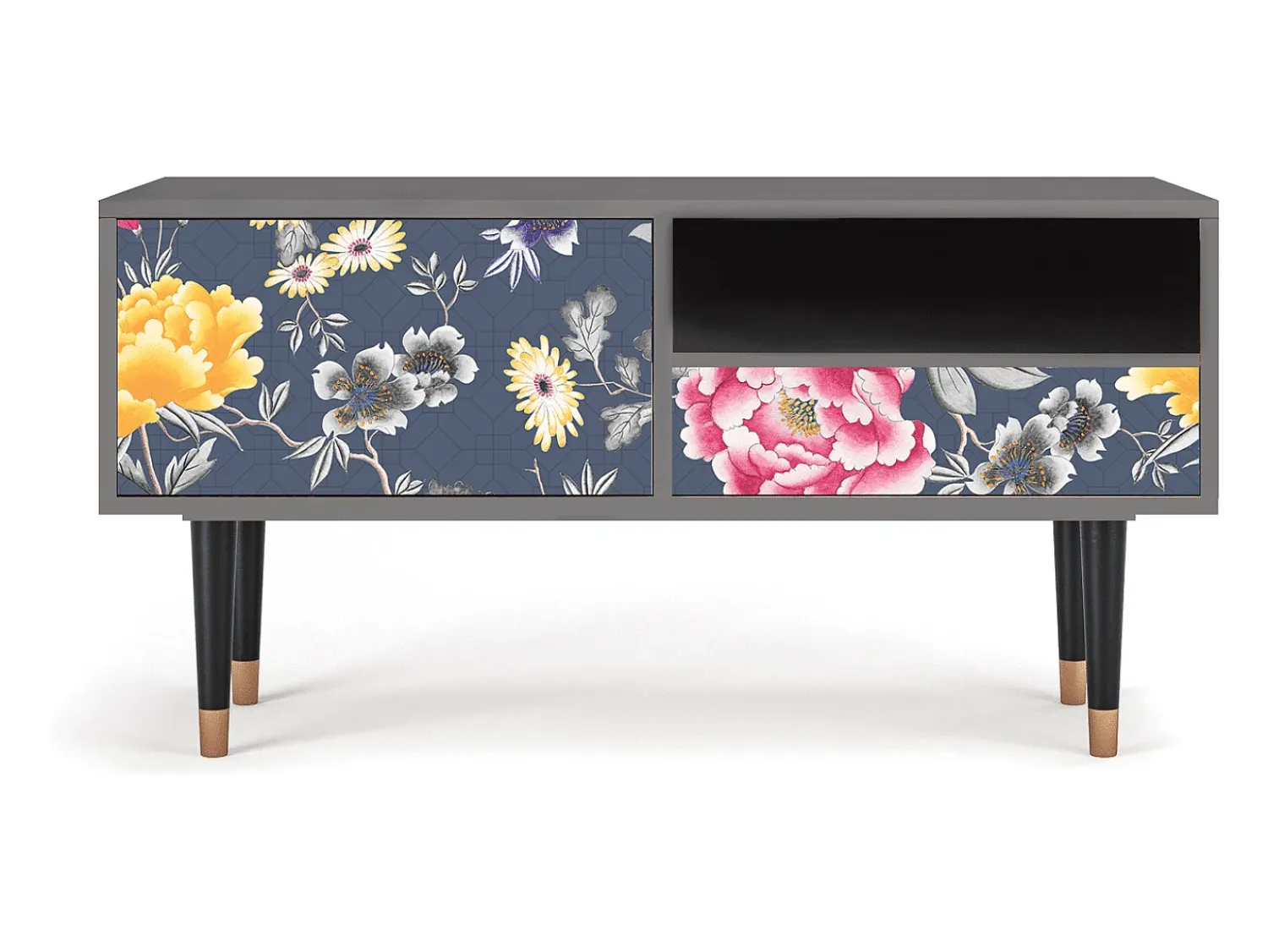 Móvel De Tv| Mueble de TV - 115х59х48 cm - T3 - Dark Flower Bed, Areia Bege