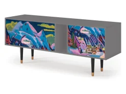 Móvel De Tv* Mueble de TV - 170х69х48 cm - T1 - Davos Winter, Cinza Cinzento