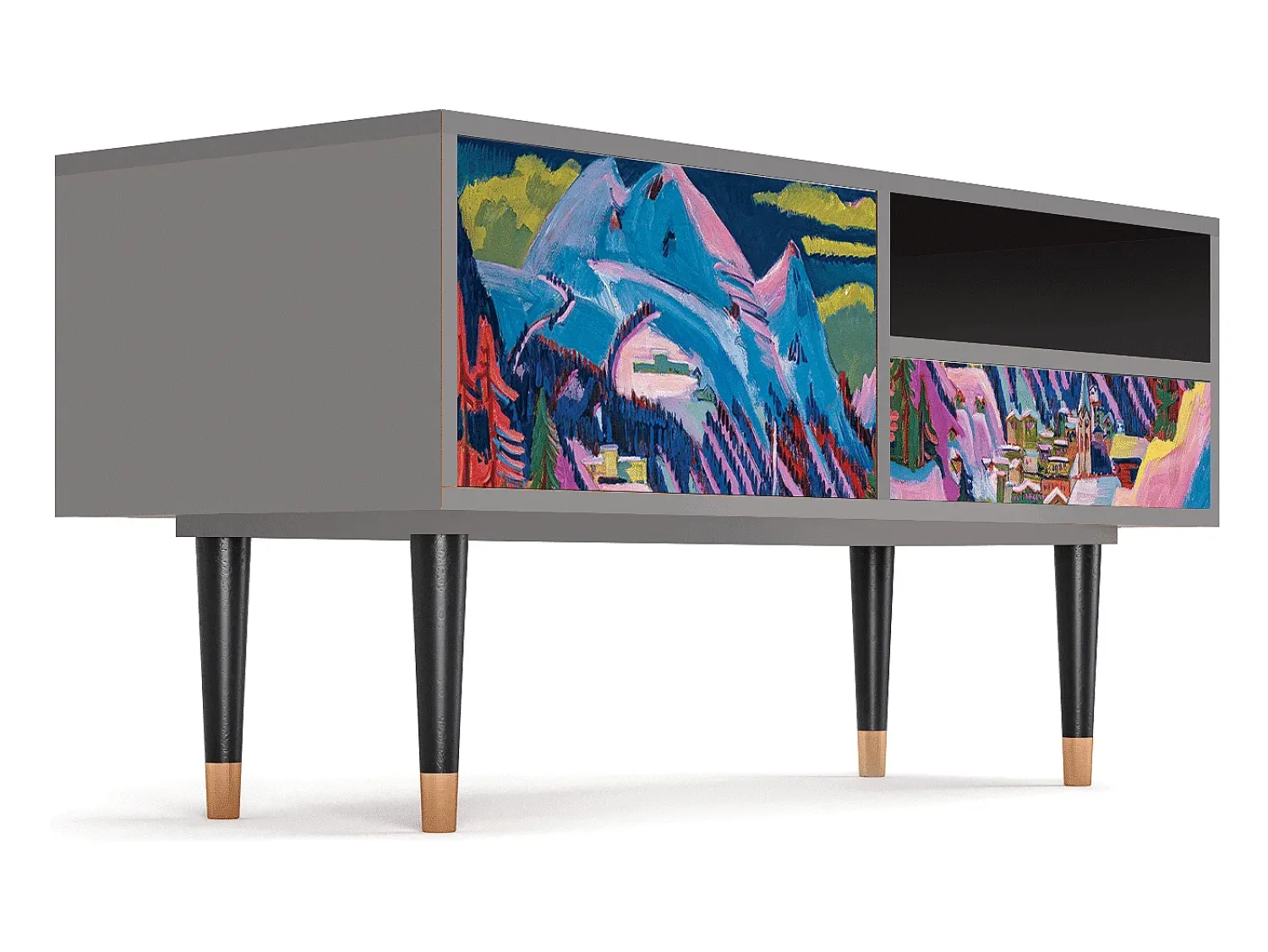 Móvel De Tv| Mueble de TV - 115х59х48 cm - T3 - Davos Winter, Cinza Cinzento