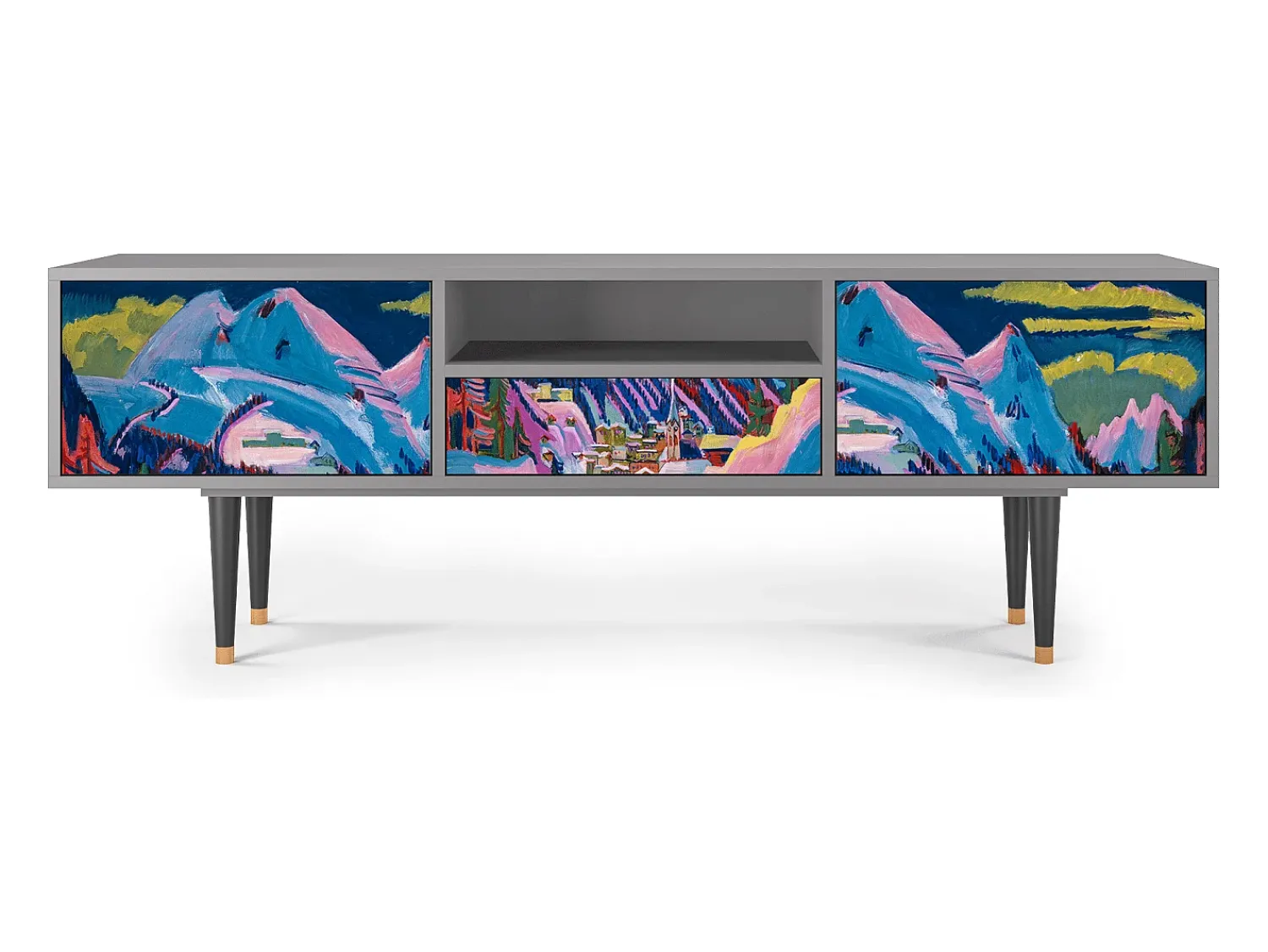 Móvel De Tv| Mueble de TV - 170х59х41 cm - T6 - Davos Winter, Cinza Cinzento