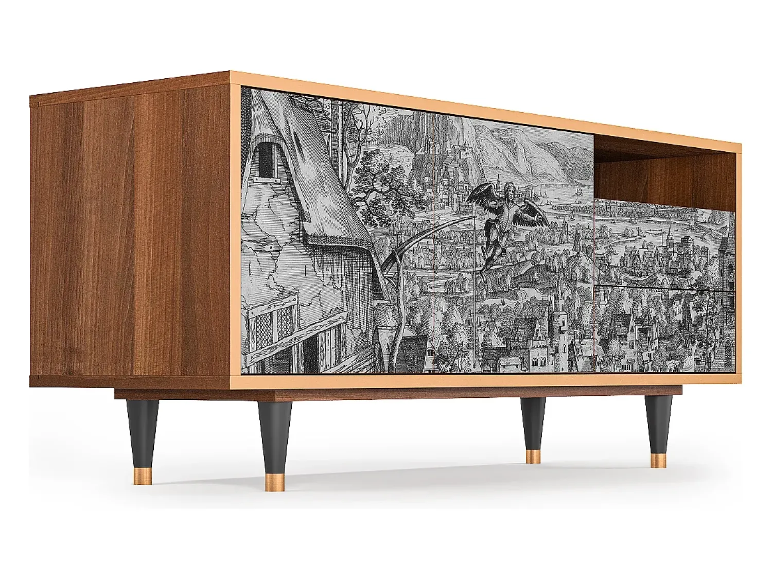 Móvel De Tv* Mueble de TV - 125х56х41 cm - T7 - Departure, Nogueira Castanho