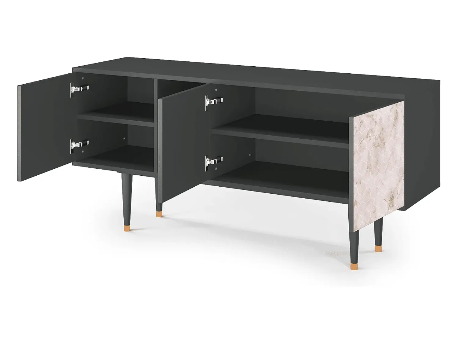 Móvel De Tv* Mueble de TV - 150х69х41 cm - T5 - Dirty Roses, Antracite Cinza antracite