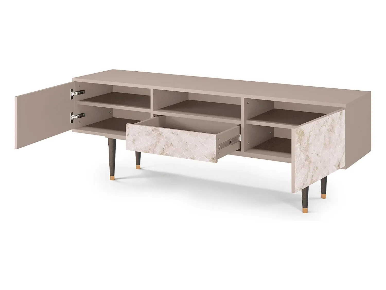 Móvel De Tv| Mueble de TV - 170х59х41 cm - T6 - Dirty Roses, Latte Bege