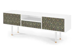 New Mueble de TV - 170х59х41 cm - T6 - Egypt Triangles, Branco Bege