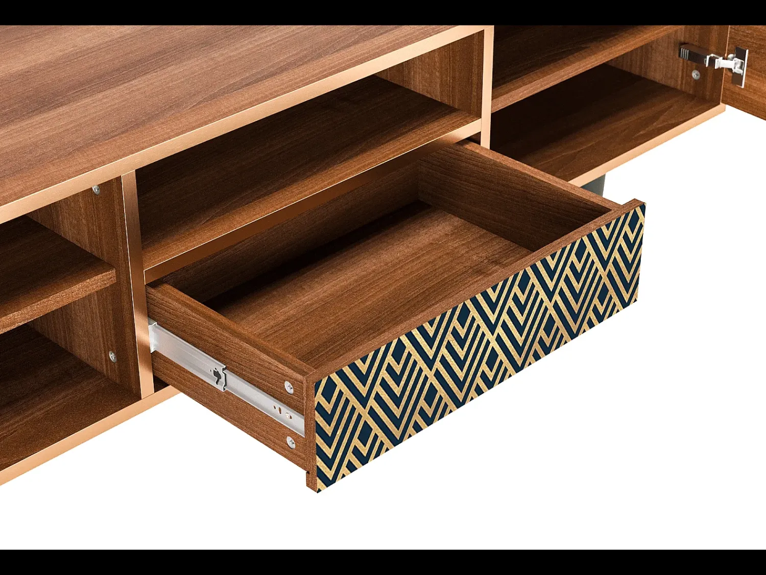 Mueble de TV - 170х59х41 cm - T6 - Egypt Triangles, Nogueira Castanho