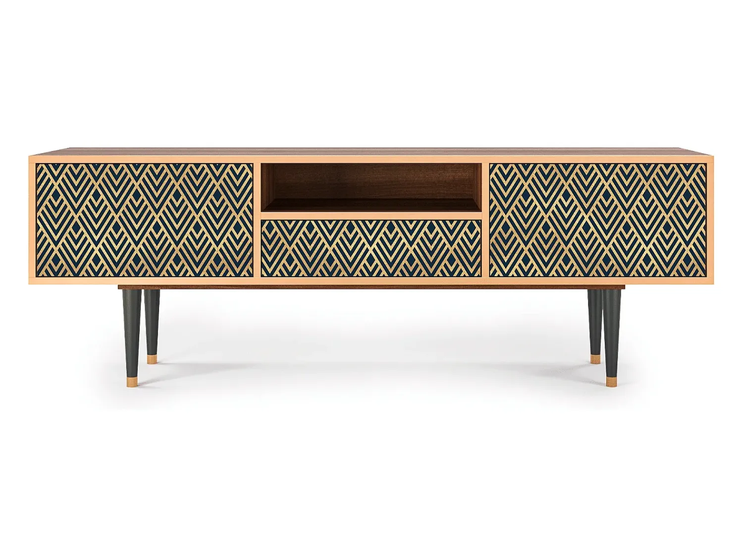 Mueble de TV - 170х59х41 cm - T6 - Egypt Triangles, Nogueira Castanho