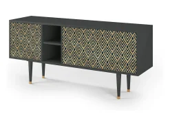 Móvel De Tv* Mueble de TV - 150х69х41 cm - T5 - Egypt Triangles, Antracite Cinza antracite