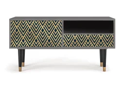 Móvel De Tv* Mueble de TV - 115х59х48 cm - T3 - Egypt Triangles, Cinza Cinzento