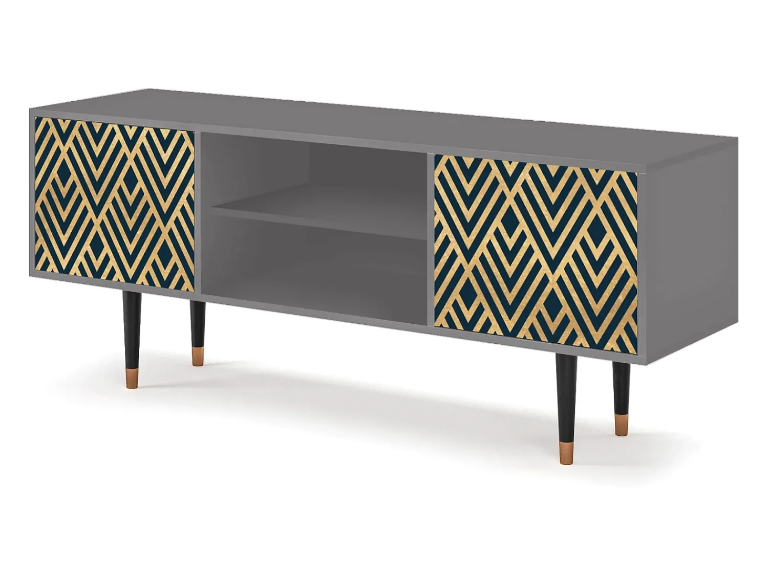 Best Mueble de TV - 170х69х48 cm - T2 - Egypt Triangles, Cinza Cinzento