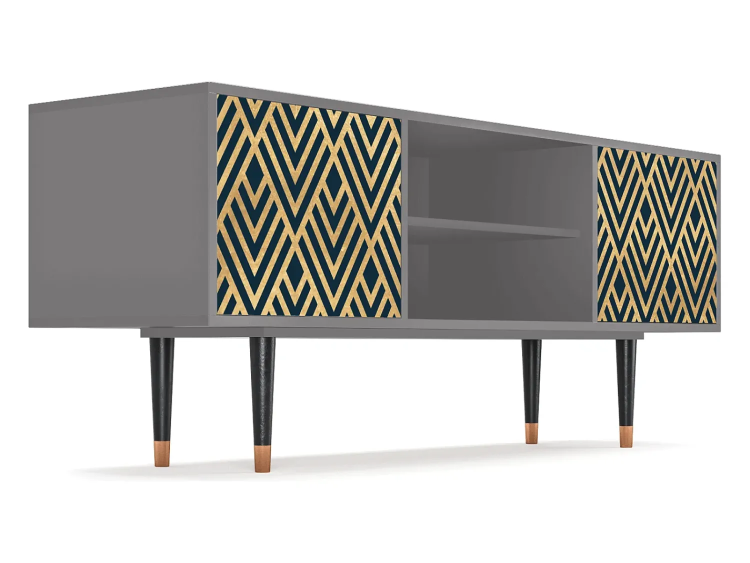 Best Mueble de TV - 170х69х48 cm - T2 - Egypt Triangles, Cinza Cinzento