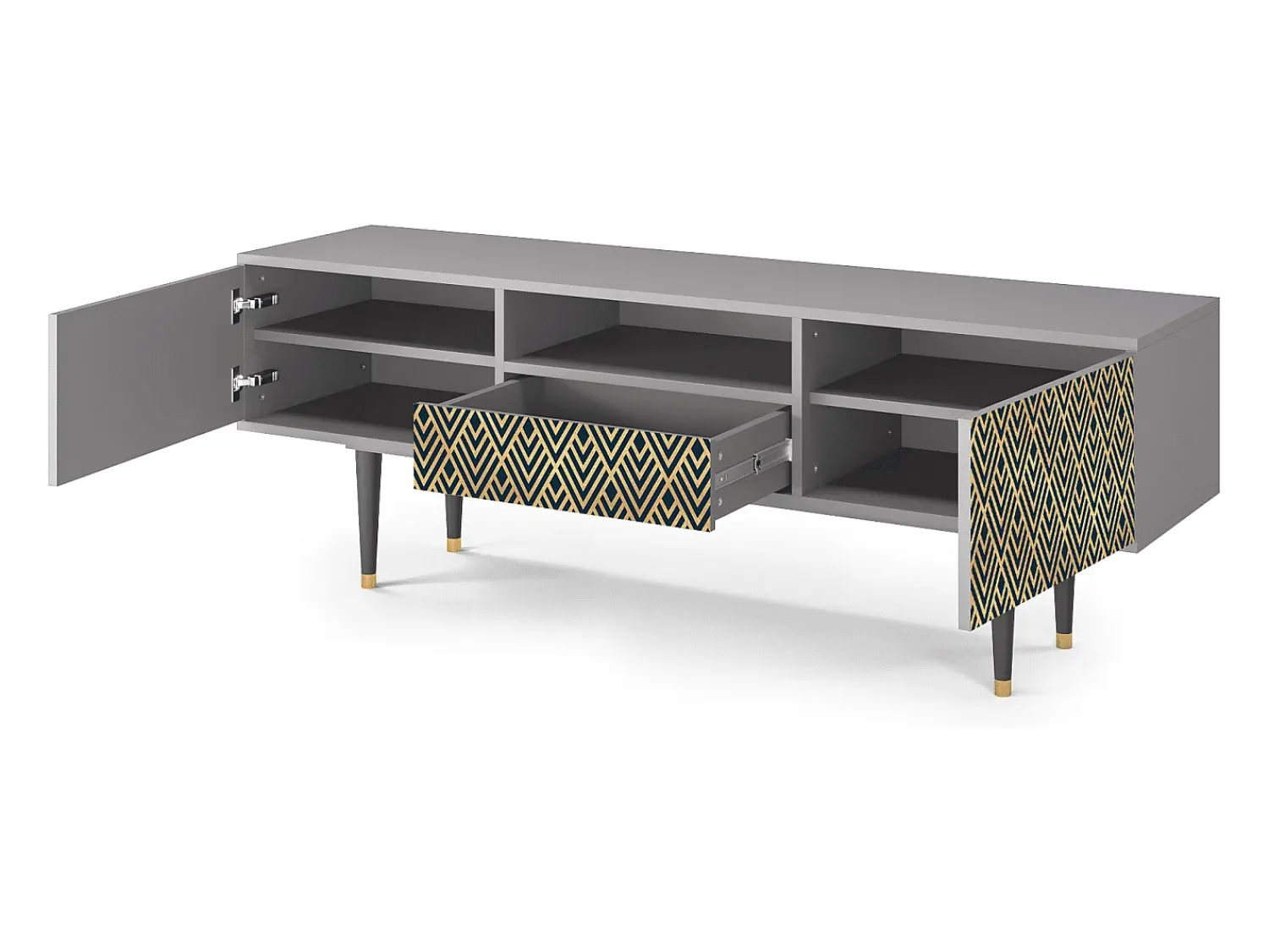 Sale Mueble de TV - 170х59х41 cm - T6 - Egypt Triangles, Cinza Cinzento