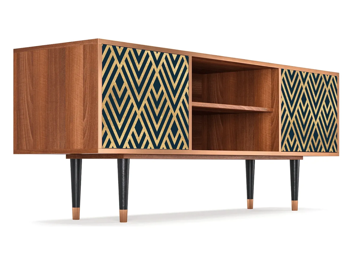 Móvel De Tv* Mueble de TV - 170х69х48 cm - T2 - Egypt Triangles, Nogueira Castanho