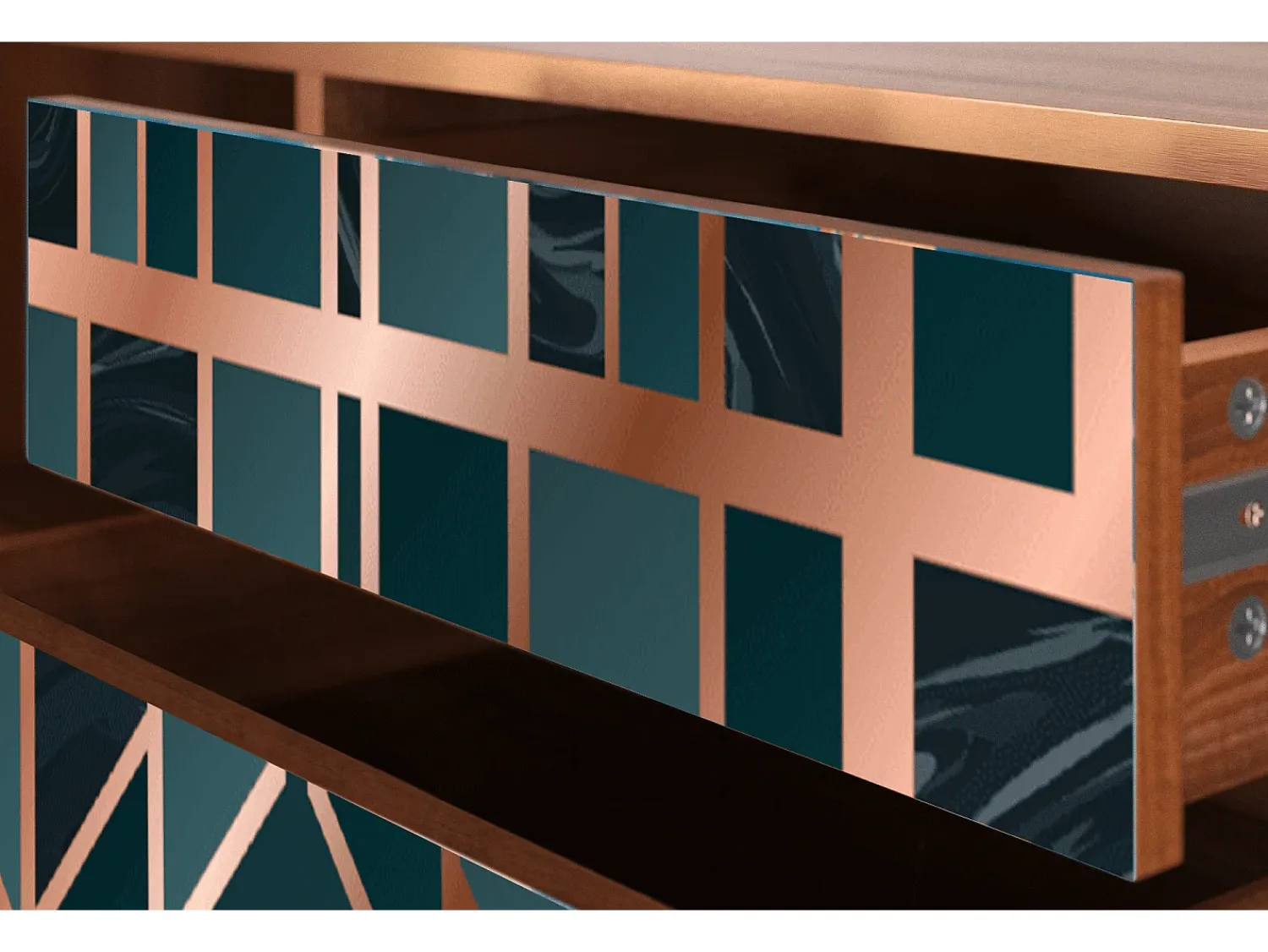 Móvel De Tv* Mueble de TV - 170х59х48 cm - T4 - Emerald Metro, Nogueira Castanho